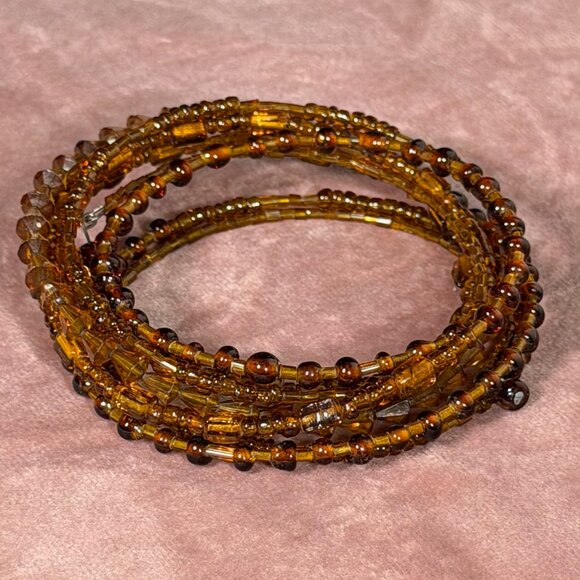 Beaded Memory Wire Wrap Bracelet — Statement Jewelry - Picture 5 of 6